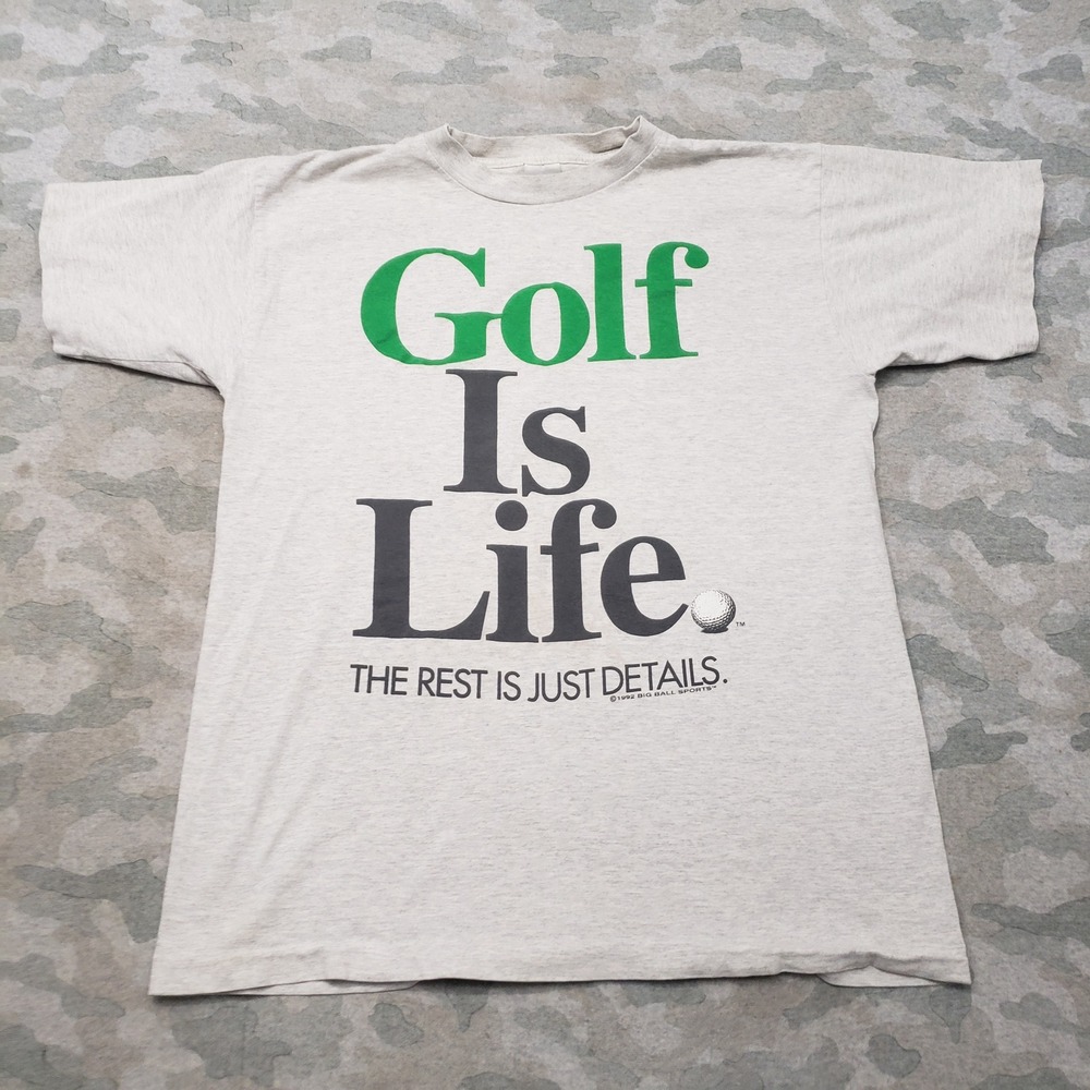 VTG Alore Big Ball Sports Golf Is Life Shirt Men Large Gray Single Stitch USA